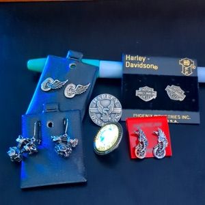 Harley and Biker Earring and Pin Collection